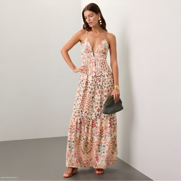SOLD! ba&sh NWT Gisele Floral Strappy Backless Maxi Dress Cream Ecru XS / 0 - Picture 1 of 16